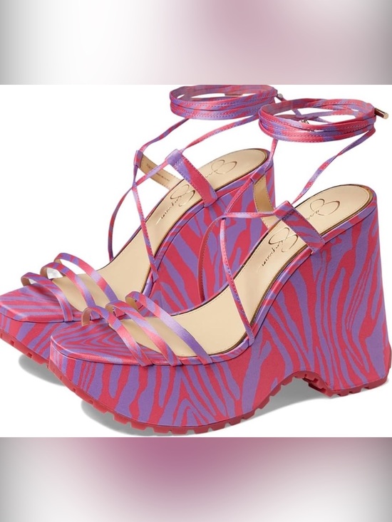 Jessica Simpson Shoes - Jessica Simpson 5 inch Pink & Purple Zebra Lace-Up Platform Sandals Sz 8.5